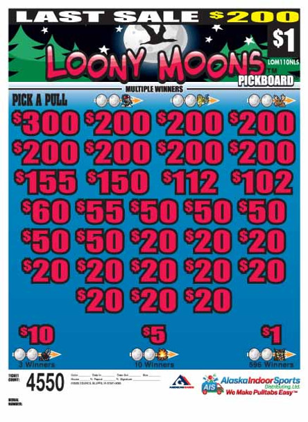 Loony Moons PK 3W $1 8@$200 (1@$300) $1B 19% 4550 LS