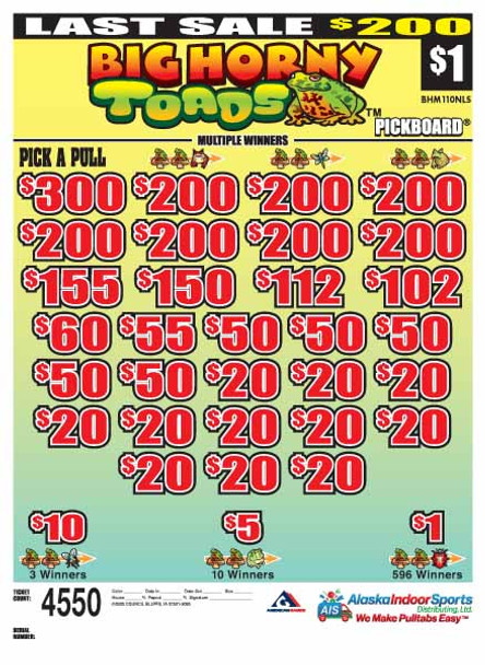Big Horny Toads PK 3W $1 8@$200 (1@$300) $1B 19% 4550 LS