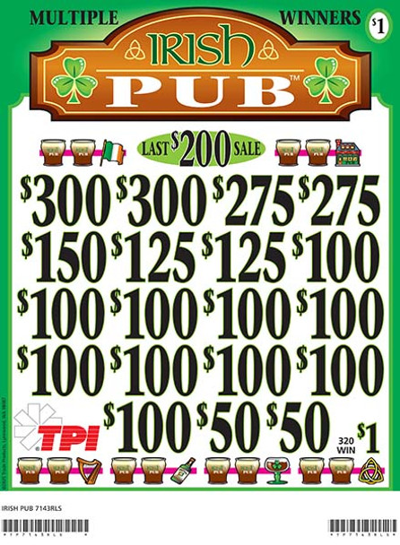 Irish Pub 3W $1 4@$250 (2@$300) $1B 20% 3960 LS