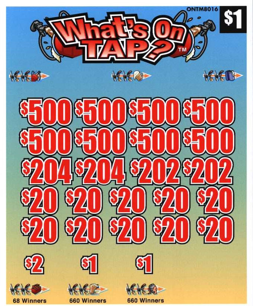 What's On Tap 3W $1 8@$500 $1B 19% 8016