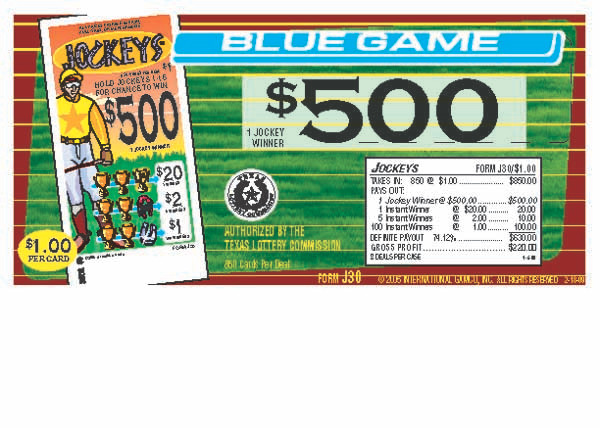 Jockeys Verifier 5W $1 1@$500 $1B 26% 850