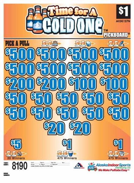 Time for a Cold One PK 3W $1 8@$500 $1B 24% 8190