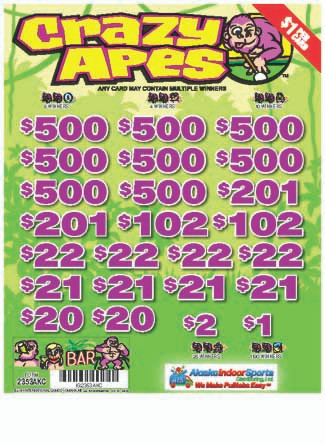 Crazy Apes 3W $1 8@$500 $1B 25% 8036