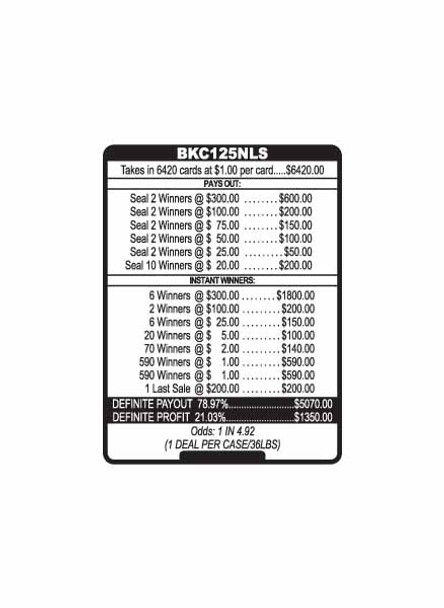 Bucks in a Row PK 5W $1 8@$300 $1B 21% 6420 LS