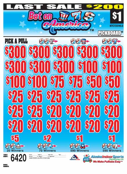 Bet on America PK 5W $1 8@$300 $1B 21% 6420 LS