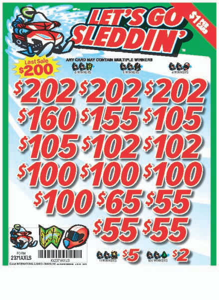 Let's Go Sleddin' 3W $1 16@$100 (3@$202) $2B 19% 3185 LS