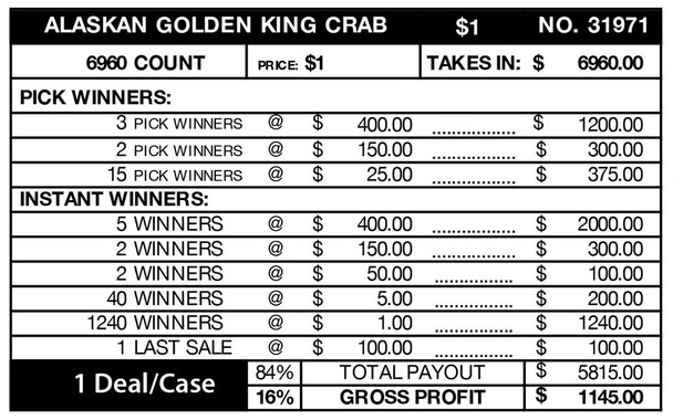 Alaskan Golden King Crab Big Pic 3W $1 8@$400 $1B 16% 6960 LS
