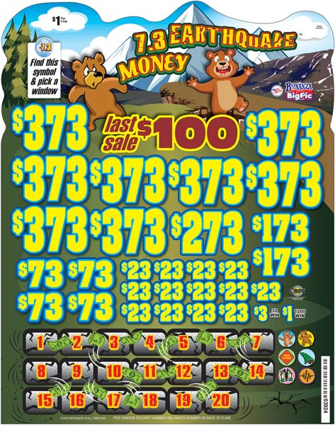 7.3 Earthquake Money Big Pic Chip $1 9@$300 $1B 20% 8814 LS