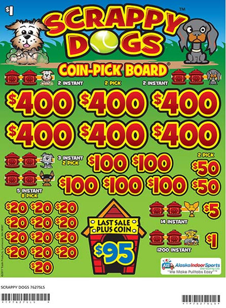 Scrappy Dogs Coin Pick-Board 3W $1 6@$400 $1B 29% 6480 LS