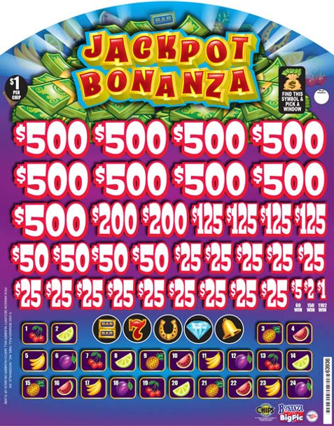 Jackpot Bonanza Big Pic Chip $1 9@$500 $1B 23% 9944