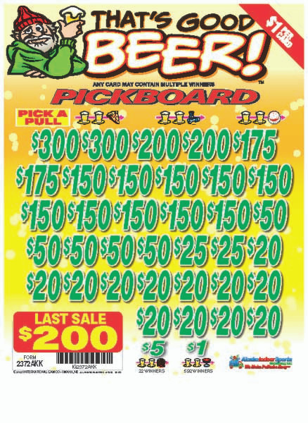 That's Good Beer! PK 3W $1 18@$150 (2@$300) $1B 19% 5292 LS