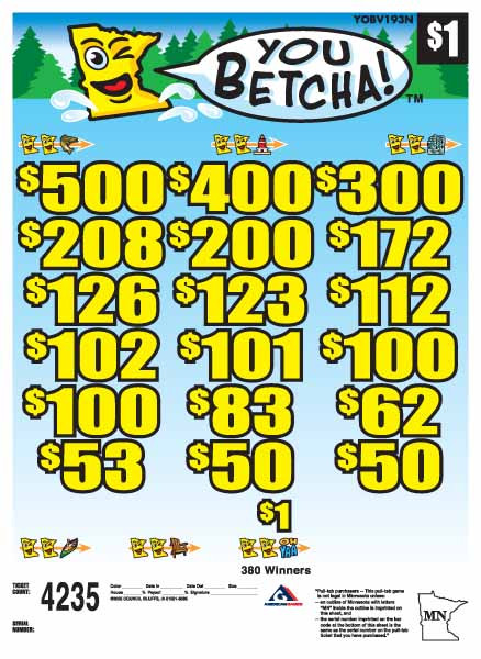 You Betcha 3W $1 12@100 (5,4,3,2,1) $1B 24% 4235