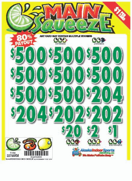 Main Squeeze 3W $1 8@$500 $1B 19% 8036