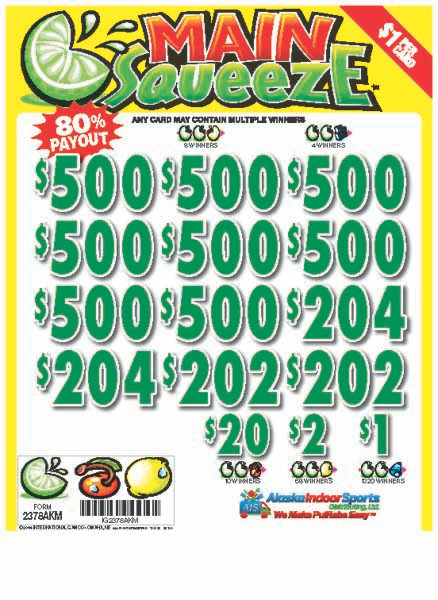 Main Squeeze 3W $1 8@$500 $1B 19% 8036