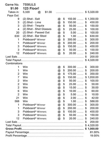 123 Floor! PK 3W $1 18@$150 (2@$300) $1B 19% 5320 LS