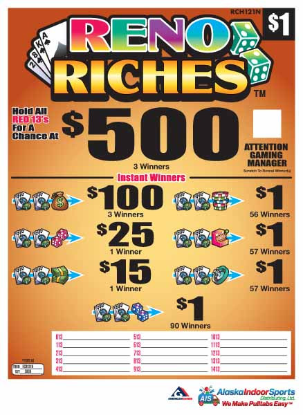Reno Riches Seal 5W $1 3@$500 $1B 30% 3000