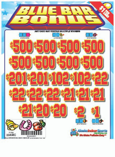 Blue Bar Bonus 3W $1 8@$500 $1B 25% 8036