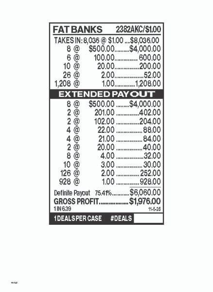 Fat Banks 3W $1 8@$500 $1B 25% 8036