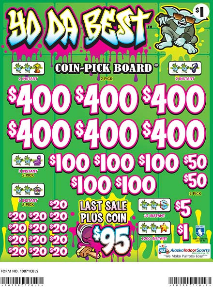 Yo Da Best Coin Pick-Board 3W $1 6@$400 $1B 29% 6480 LS