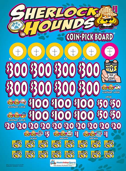 Sherlock Hounds Coin-Pick Board 3W $1 8@$300 $1B 25% 6480 LS