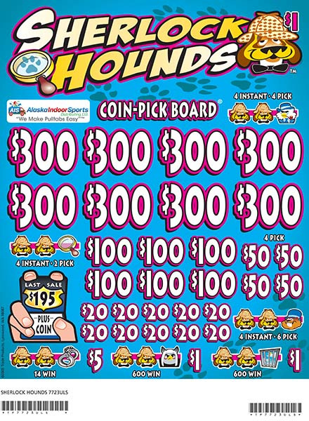 Sherlock Hounds Coin-Pick Board 3W $1 8@$300 $1B 25% 6480 LS