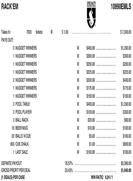 Rack 'Em Embedded PK 3W $1 6@$400 $1B 23% 7000 LS