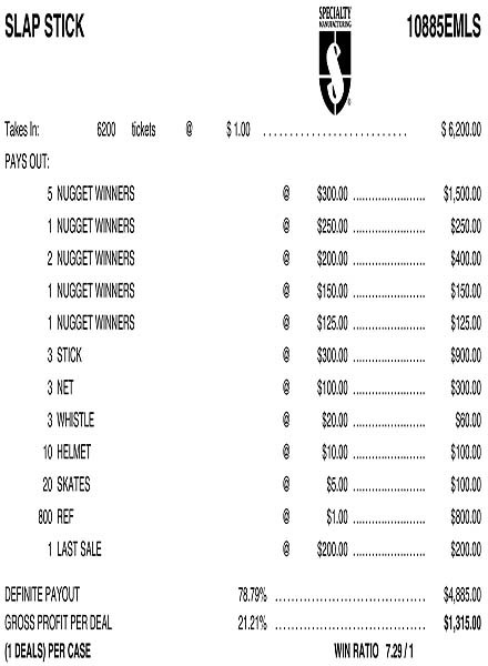 Slap Stick Embedded PK 3W $1 8@$300 $1B 21% 6200 LS