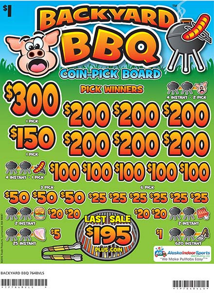 Backyard BBQ Coin-Pick Board 3W $1 6@$200 $1B 28% 4800 LS