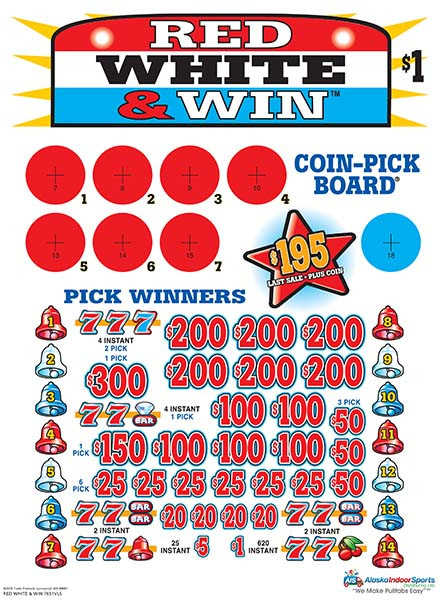 Red White and Win Coin-Pick Board 3W $1 6@$200 $1B 28% 4800 LS