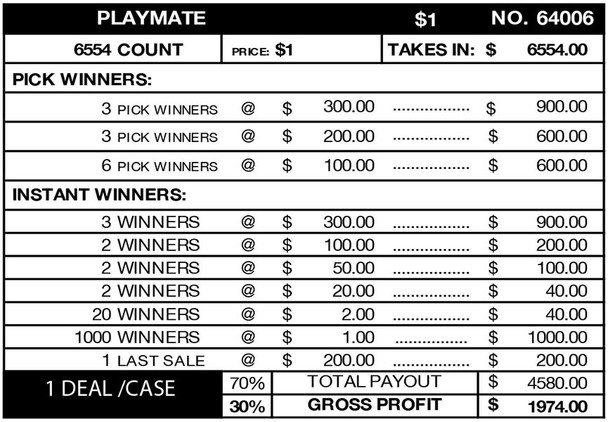 Playmate Big Pic Chip $1 6@$300 $1B 30% 6554 LS