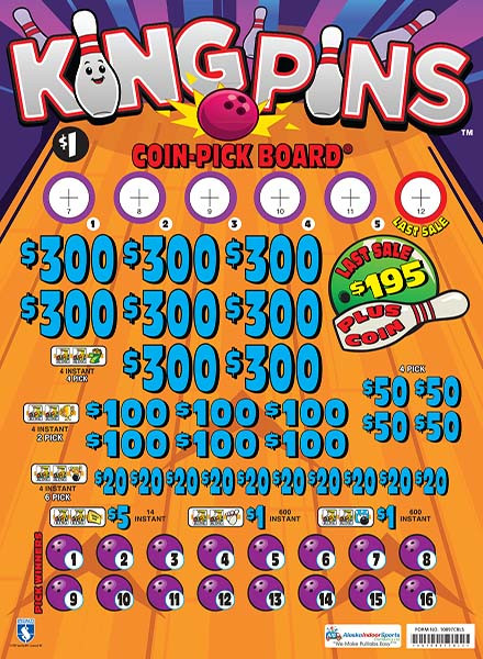 King Pins Coin-Pick Board 3W $1 8@$300 $1B 25% 6480 LS