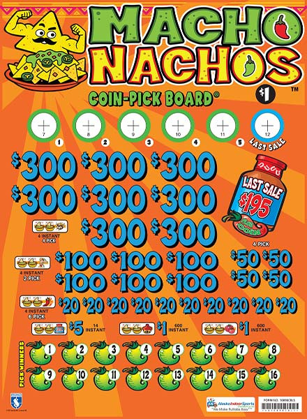 Macho Nachos Coin-Pick Board 3W $1 8@$300 $1B 25% 6480 LS