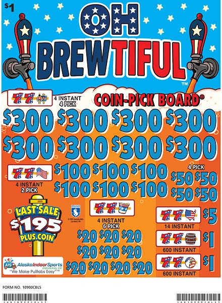 Oh Brewtiful Coin-Pick Board 3W $1 8@$300 $1B 25% 6480 LS