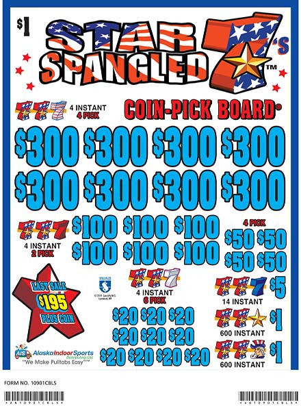 Star Spangled 7s Coin-Pick Board 3W $1 8@$300 $1B 25% 6480 LS