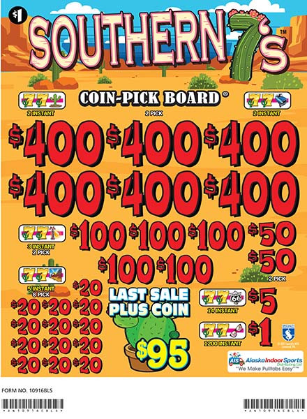 Southern 7's Coin Pick-Board 3W $1 6@$400 $1B 29% 6480 LS