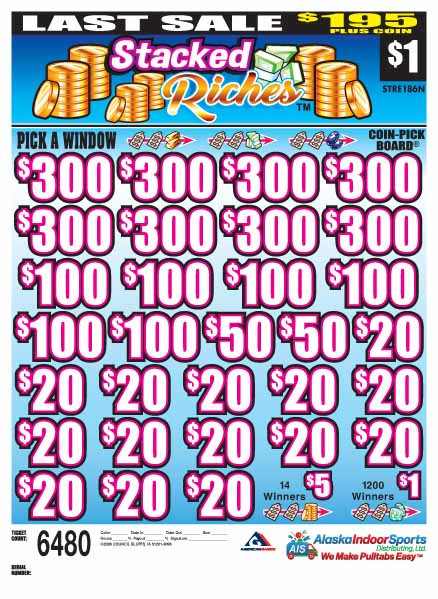 Stacked Riches Coin-Pick Board 5W $1 8@$300 $1B 25% 6480 LS