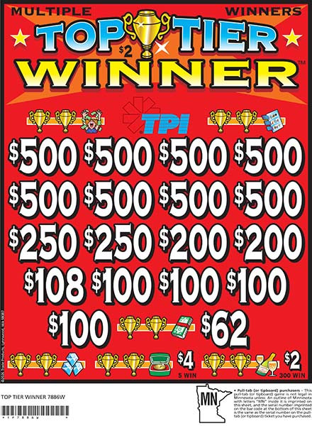 Top Tier Winner 3W $2 8@$500 $2B 24% 3960