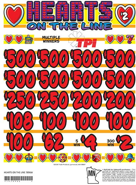 Hearts On the Line 3W $2 8@$500 $2B 24% 3960