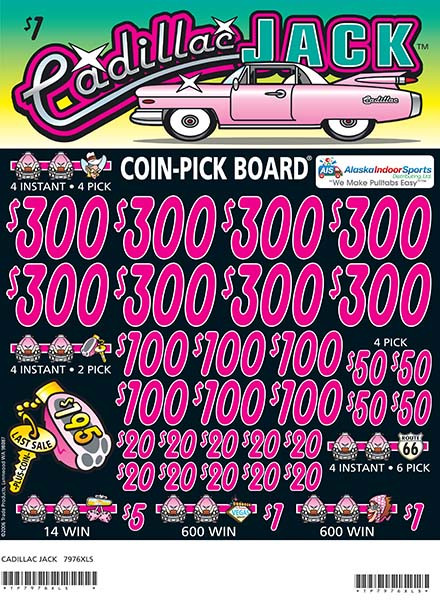 Cadillac Jack Coin-Pick Board 3W $1 8@$300 $1B 25% 6480 LS
