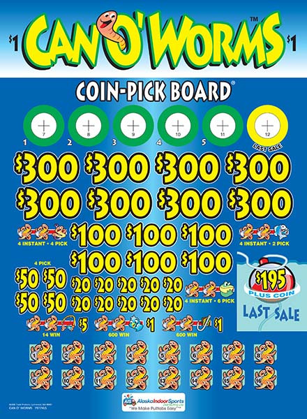 Can O' Worms Coin-Pick Board 3W $1 8@$300 $1B 25% 6480 LS