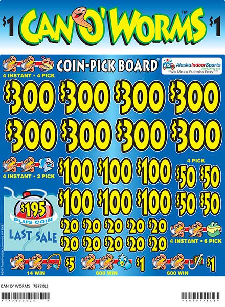 Can O' Worms Coin-Pick Board 3W $1 8@$300 $1B 25% 6480 LS