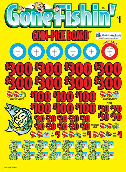 Gone Fishing Coin-Pick Board 3W $1 8@$300 $1B 25% 6480 LS