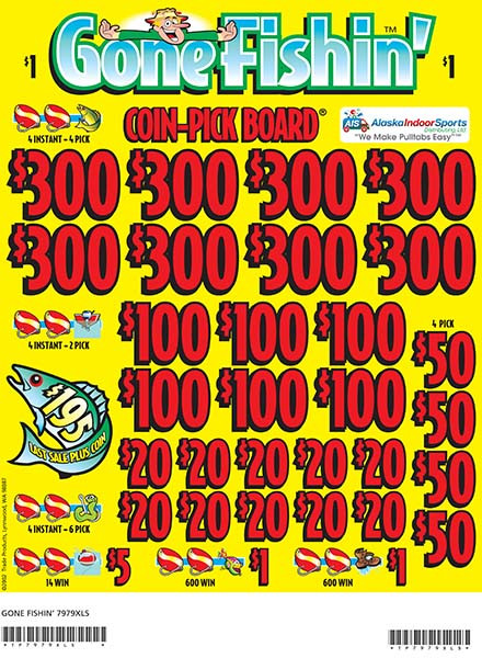 Gone Fishing Coin-Pick Board 3W $1 8@$300 $1B 25% 6480 LS