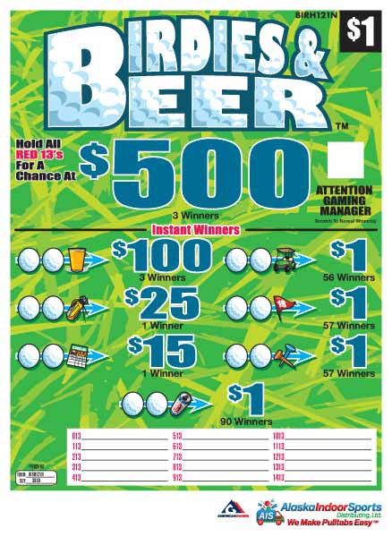 Birdies and Beer Seal 5W $1 3@$500 $1B 30% 3000