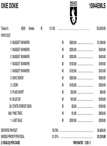 Okie Dokie Embedded PK 3W $1 8@$300 $1B 21% 6200 LS