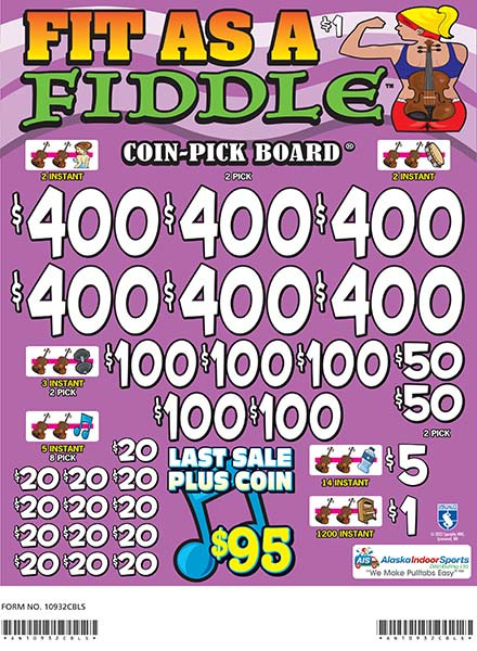 Fit as a Fiddle Coin Pick-Board 3W $1 6@$400 $1B 29% 6480 LS