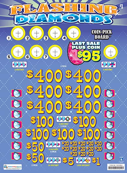 Flashing Diamonds Coin Pick-Board 3W $1 6@$400 $1B 29% 6480 LS