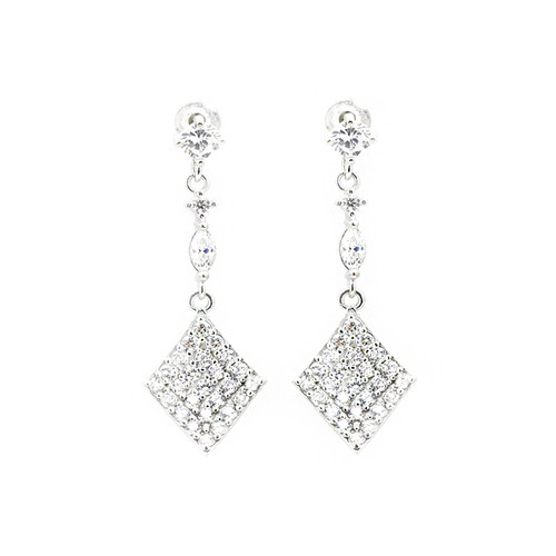 Sterling Silver Concave Diamond Shaped Earrings