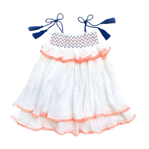 Sophie Catalou  White Layered Smocked Dress