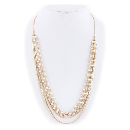 Pearl Ball Flat Chain Layer Necklace